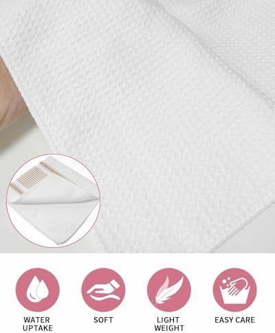 Beige Striped Dish Towels Set, Waffle Weave Kitchen Towels 3 Pieces