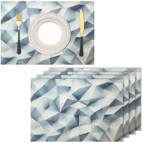 Placemats Washable Set of 8-30 x 45 cm Triangle Placemats, Grey Cotton