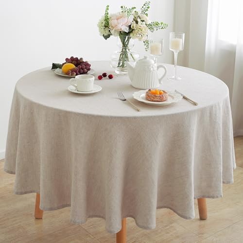 Linen World Linen Tablecloth,100% French Linen Round Tablecloth 90"
