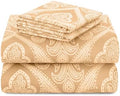 Hannah Linen Paisley Queen Sheet Set, 4 PC Soft Microfiber Wrinkle