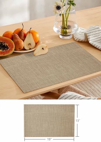 Placemats Set of 8, Brown Farmhouse Woven Placemat, Linen Place Mats