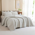 CozyTide King Size Quilt 110"x98",Khaki Cotton Waffle Weave