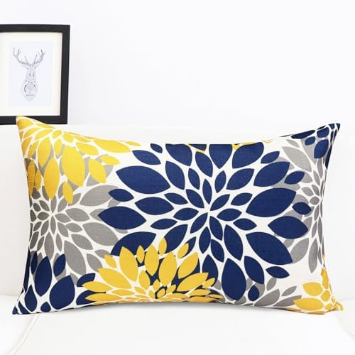 Decorative Throw Pillow Covers Set of 2 Blue Yellow pillow covers