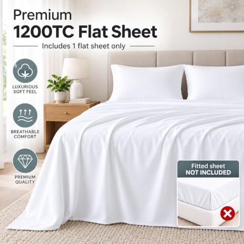 1200 Thread Count 1-Piece Flat Sheet Silver Grey Color 100% Egyptian