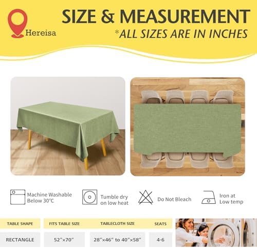 Linen Textured Rectangle Tablecloth, Waterproof & Stain Resistant