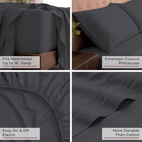 Mellanni Iconic 4-Piece Bed Sheet Set, 16" Deep Pocket