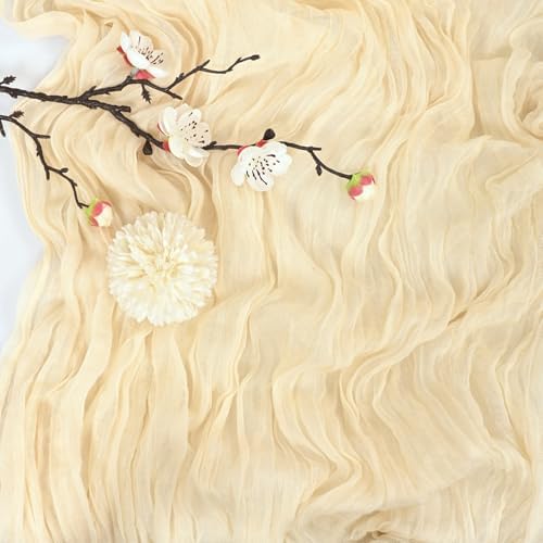 6 Pack Cheesecloth Table Runner 20 x 120 Inch Lvory Boho Gauze Cheese