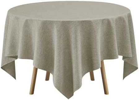 Decorelia Faux Linen Square Tablecloth for Dining Room,Waterproof