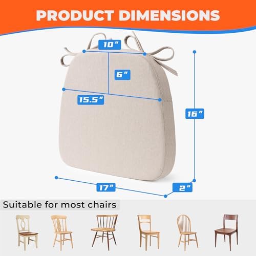 Sunsleek Chair Cushions for Dining Chairs D-Shaped Seat Cushions Chair