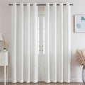 Flyfun Lightweight Linen Curtains 63 Inch Long 2 Panels - Semi Sheer