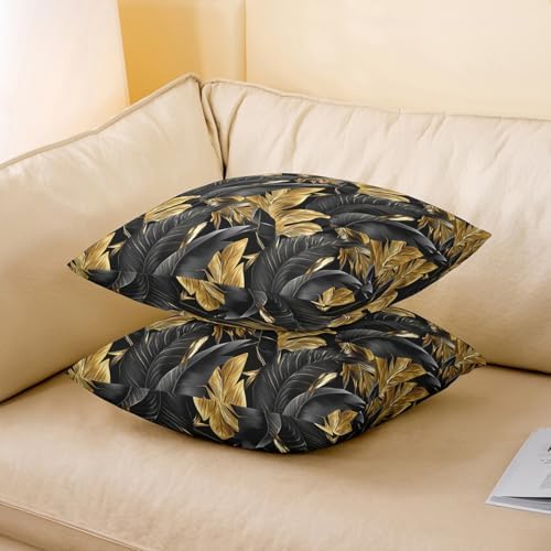 jejeloiu Tropical Leaves Reversible Throw Pillow Covers 22 x 22-Inch