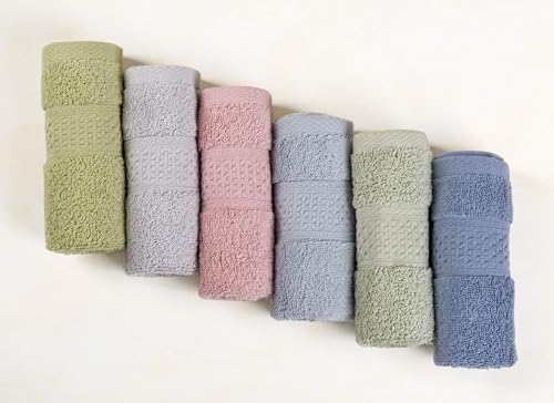 Cleanbear Pure Cotton Wash Cloths Face Cloths, 6 Colors