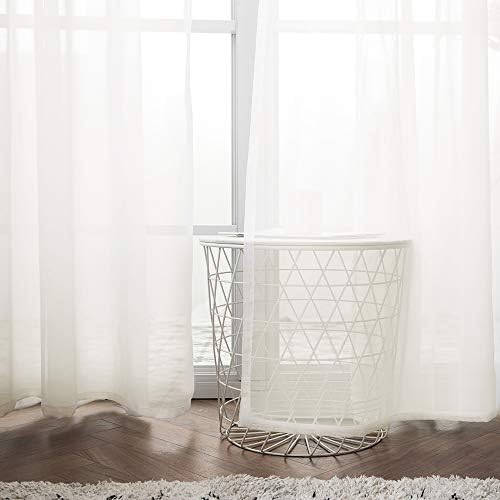 MIULEE 2 Panels Solid Color Ivory Sheer Curtains Elegant Grommet Top