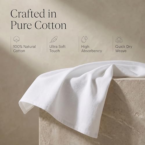 Urban Villa Kitchen Towels Cotton Dish Towels 20”x30” (Set of 6) White