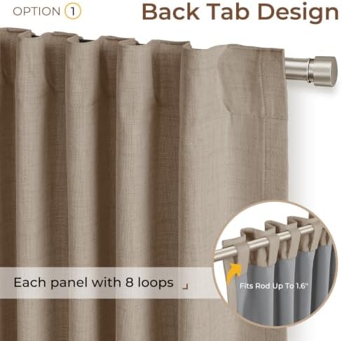 INOVADAY 100% Blackout Linen Curtains for Bedroom 50x96 Inches Taupe