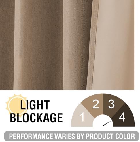 H.VERSAILTEX Linen Blackout Curtains 108 Inches Long for
