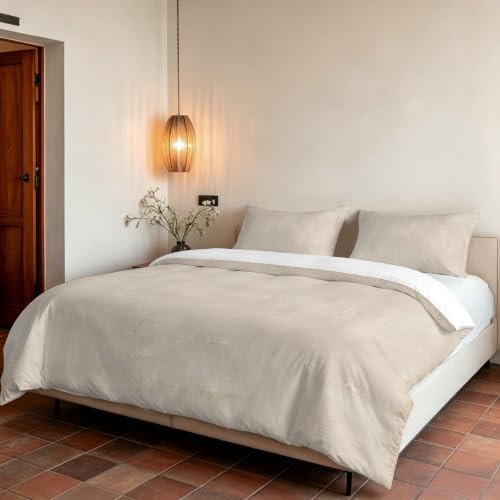 DecorLovee Light Beige Duvet Cover Set 3 Pieces with Zipper Closure