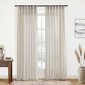 XTMYI Oatmeal Beige Back Tab/Hook Belt Linen Cotton Sheer Curtains