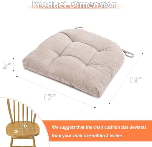 GYALAPERI Chair Cushions for Dining Chairs Set of 4, Tufted Chair Pads
