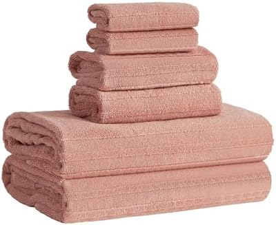 Nine West Sofia Bath Towel 6-Piece Set Peach Beige 100% Cotton Bath