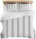 3 Pieces Bedding Set King Size, Striped Grey Soft Duvet Covers Set