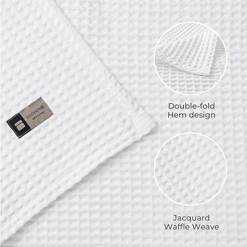 EGOHOME Cotton Two-Tone Check Pattern Waffle Blanket King Size