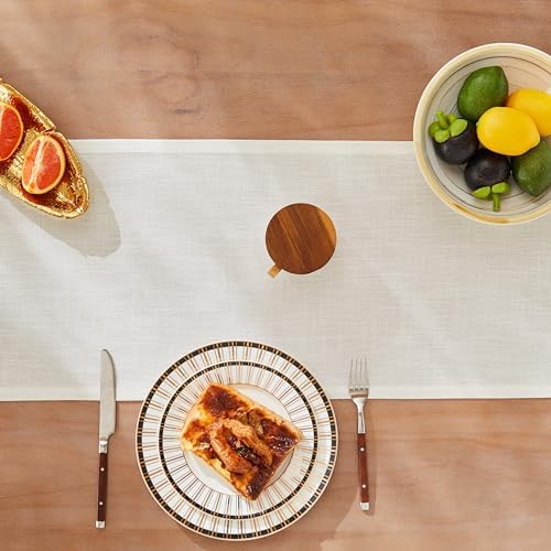 ZeeMart Rustic Cotton Linen Table Runner, 13x36 Inches Off White
