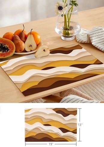 Gradient Brown Table Mats Set of 6 With Table Runner 90 Inches Long