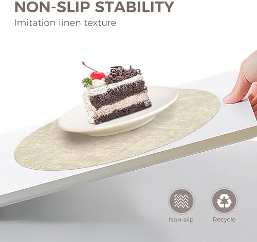 NCUE 13" Faux Leather Round Placemats Set of 6, Reversible Dual-Color