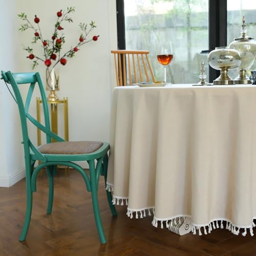 Round Tablecloth Cloth 70",End Tablecloth Beige Solid Color with