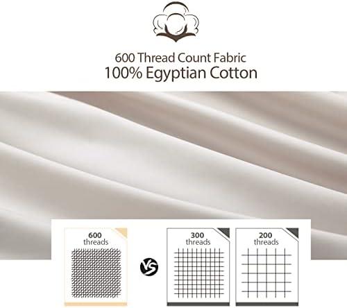 2-Pack Pure Cotton Queen Size Fitted Sheet, 600 Thread Count, Light