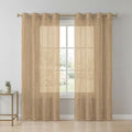 Sand Brown Sheer Curtains 84 Inch Long 2 Panels, Country Vintage