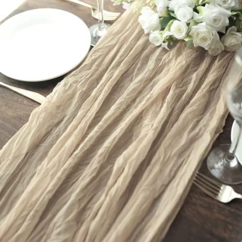 12 Pack Beige Cheesecloth Table Runner 10ft Boho Gauze Cheese Cloth