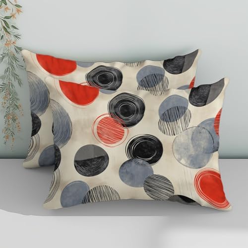 Geometric Abstract Circles Lines Duvet Cover King, Printed Bedding Set