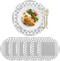 Minimalist Checkered Faux Leather Placemats Set of 6, 15in, Waterproof