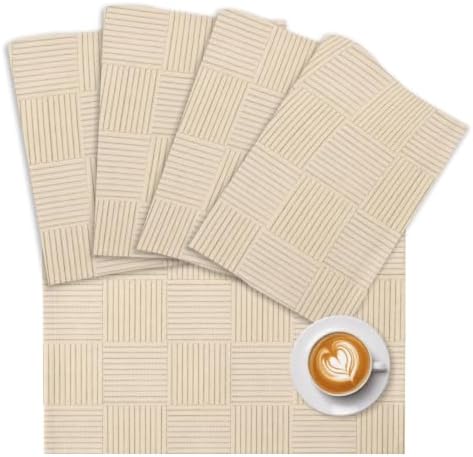 Minimalist Woven Strips Placemats Set of 8, Non Slip Washable