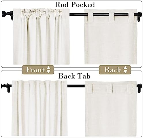 cololeaf Linen Curtains Natural White Curtains 96 inches Long Neutral