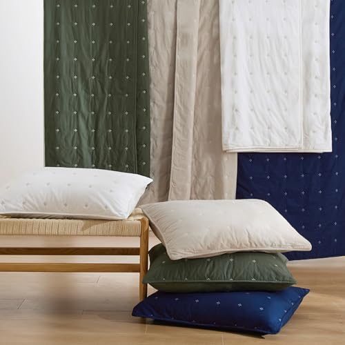Bedsure PureWoven 100% Cotton Quilt Set Queen Size, Embroidery, White