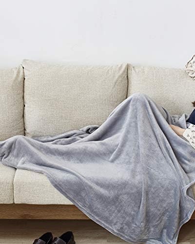 KMUSET Fleece Blanket Grey Queen Size Lightweight Cozy Plush