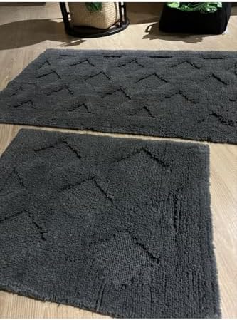 Bath Mat Set 2 Piece Cotton 60x100cm Non-Slip Absorbent Bathroom Rugs