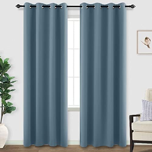 KOUFALL Blue Blackout Curtains 96 Inches Long for Living Room,Grommet