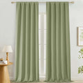 Lecloud Sage Green Room Darkening Curtains 108 Inches Long 2 Panels