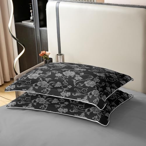 Erosebridal Boho Floral Duvet Cover Set Grey Flower 100% Cotton