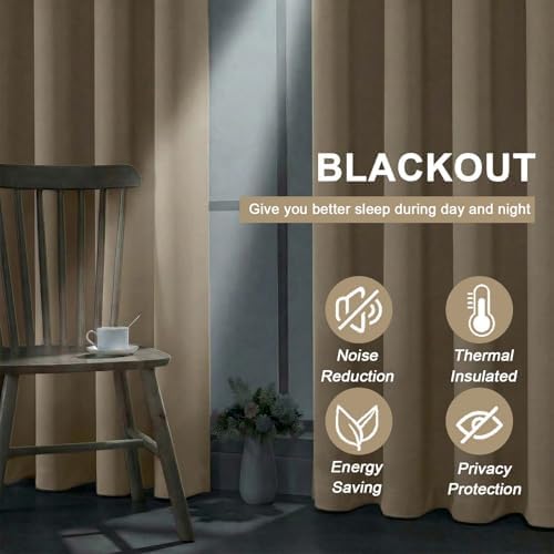 Blackout Curtains 84 Inches Long - Solid Thermal Insulated Thick