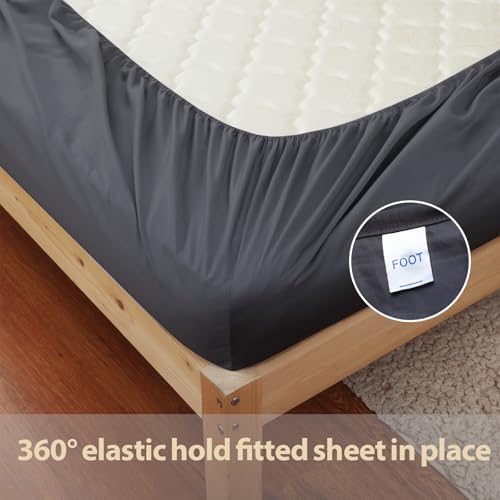 2 Pack King Fitted Sheets, 100% Egyptian Cotton, Dark Grey