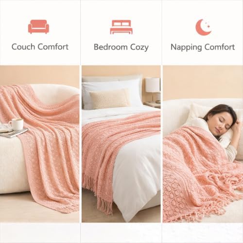 Soft Chenille Throw Blanket Cozy Chunky Knit Blanket for Couch and Bed