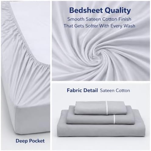 100% Sateen Cotton Sheets King Bed Sheets Premium 1000 TC Bedding