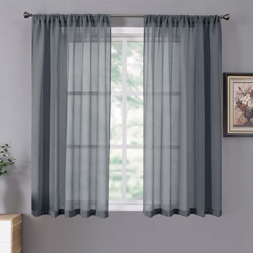 Tollpiz Sheer Curtains Living Room Linen Textured Curtain Sheers Light