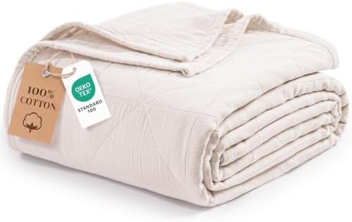 Exclusivo Mezcla 4-Layer 100% Cotton Muslin Queen Size Blanket, Beige