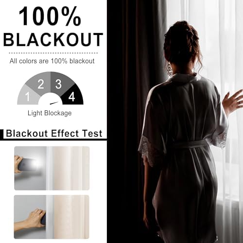 XWZO 100% Blackout Double Layer Curtains, Blackout Curtains with Sheer